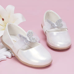 Neska Moda Synthetic Leather Ballerinas for Girls (White)