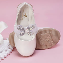 Neska Moda Synthetic Leather Ballerinas for Girls (White)