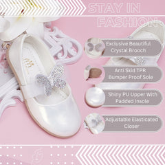 Neska Moda Synthetic Leather Ballerinas for Girls (White)