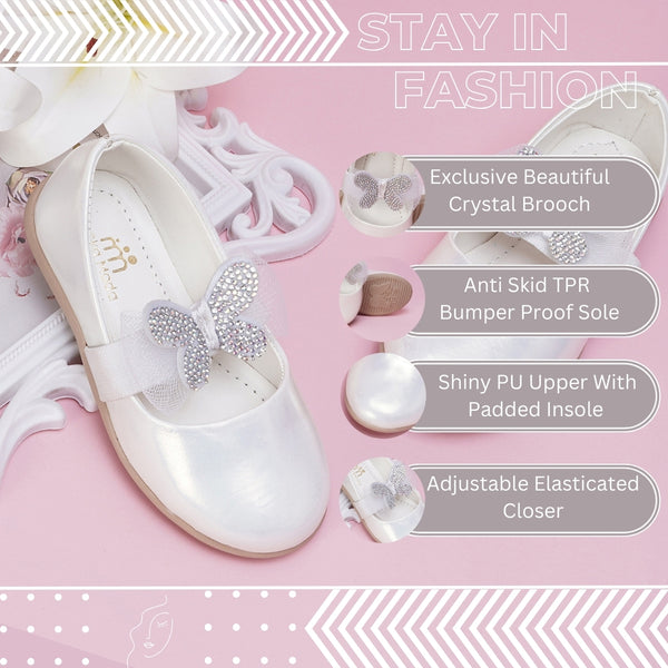 Neska Moda Synthetic Leather Ballerinas for Girls (White)