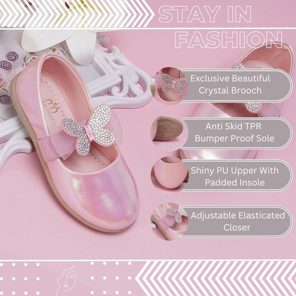 Neska Moda Synthetic Leather Ballerinas for Girls (Pink)