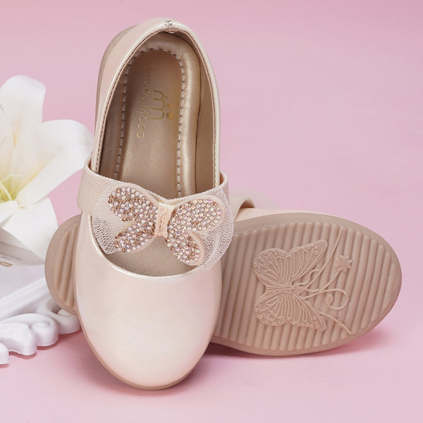 Neska Moda Synthetic Leather Ballerinas for Girls (Beige)