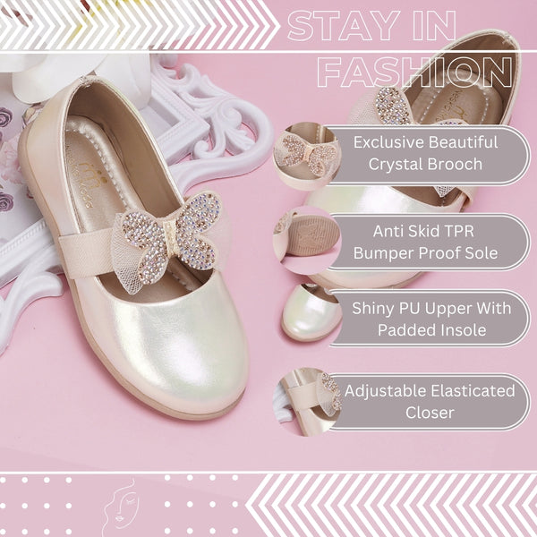 Neska Moda Synthetic Leather Ballerinas for Girls (Beige)
