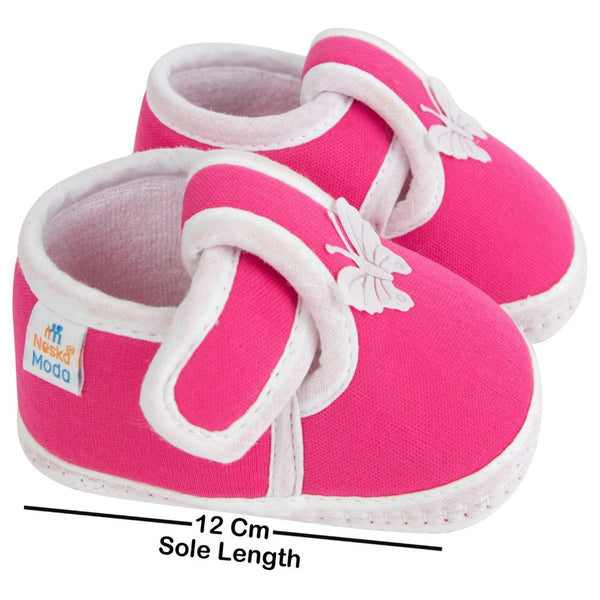 Neska Moda 6 To 12 Months Baby Boys & Girls Cotton Butterfly Velcro Booties