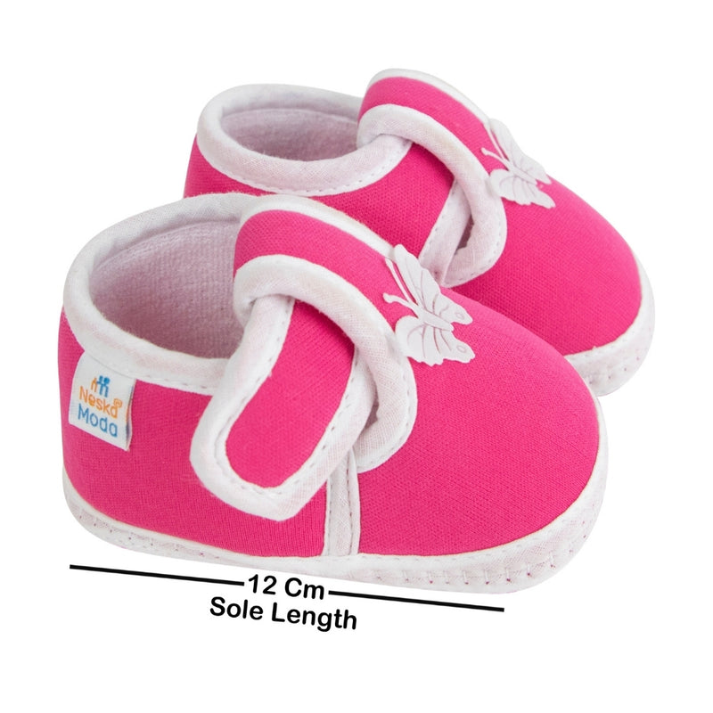 Neska Moda 6 To 12 Months Baby Boys & Girls Cotton Butterfly Velcro Booties
