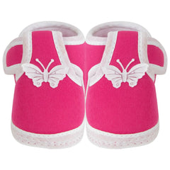 Neska Moda 6 To 12 Months Baby Boys & Girls Cotton Butterfly Velcro Booties