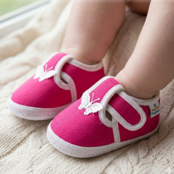Neska Moda 6 To 12 Months Baby Boys & Girls Cotton Butterfly Velcro Booties