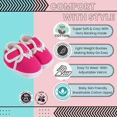 Neska Moda 6 To 12 Months Baby Boys & Girls Cotton Butterfly Velcro Booties