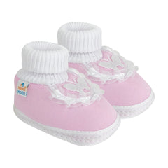 6 To 12 Months Baby Boys & Girls Cute Cotton Pre-Walker Butterfly Frill Booties (Pink)-BT40