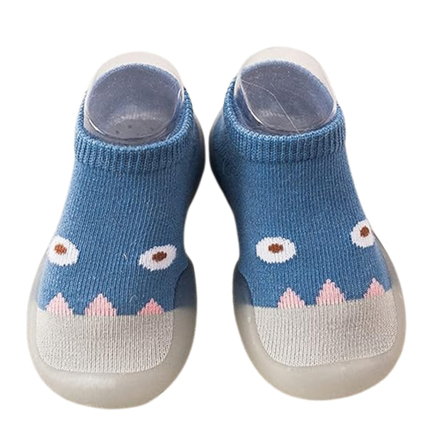 Baby Unisex Anti-Skid Silicon Sole Grip Bumper Socks Booties (Blue,Grey)-BT4160