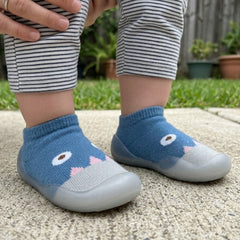 Baby Unisex Anti-Skid Silicon Sole Grip Bumper Socks Booties (Blue,Grey)-BT4160