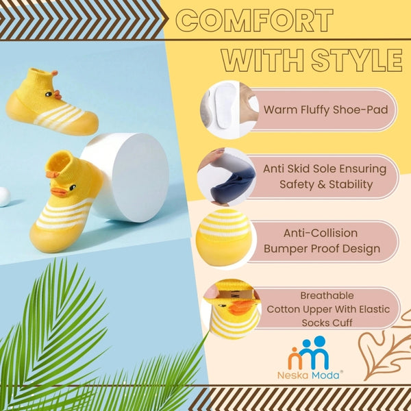 Baby Unisex Anti-Skid Silicon Sole Grip Bumper Socks Booties (Yellow)-BT4162