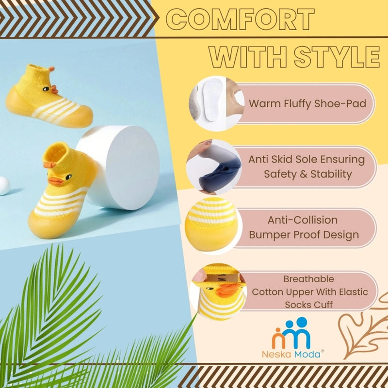 Baby Unisex Anti-Skid Silicon Sole Grip Bumper Socks Booties (Yellow)-BT4162