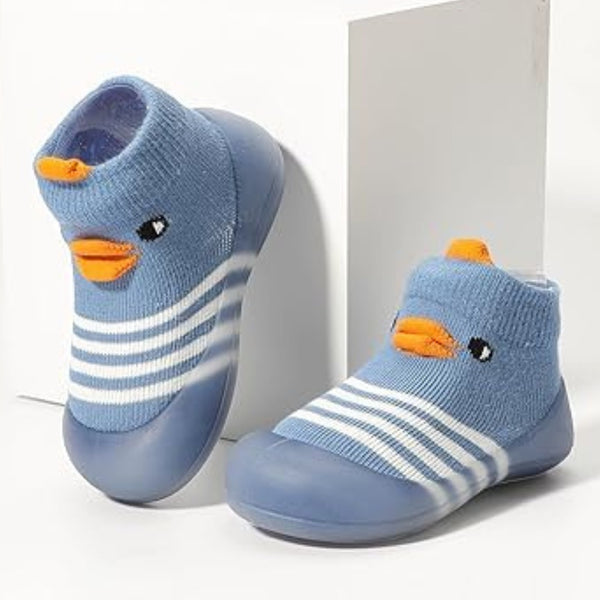 Baby Unisex Anti-Skid Silicon Sole Grip Bumper Socks Booties (Blue)-BT4164