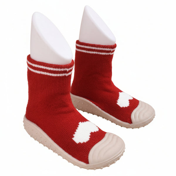 Baby Unisex Anti-Skid Silicon Sole Grip Bumper Socks Booties (Red)-BT4183