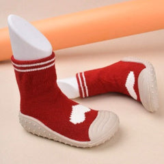 Baby Unisex Anti-Skid Silicon Sole Grip Bumper Socks Booties (Red)-BT4183