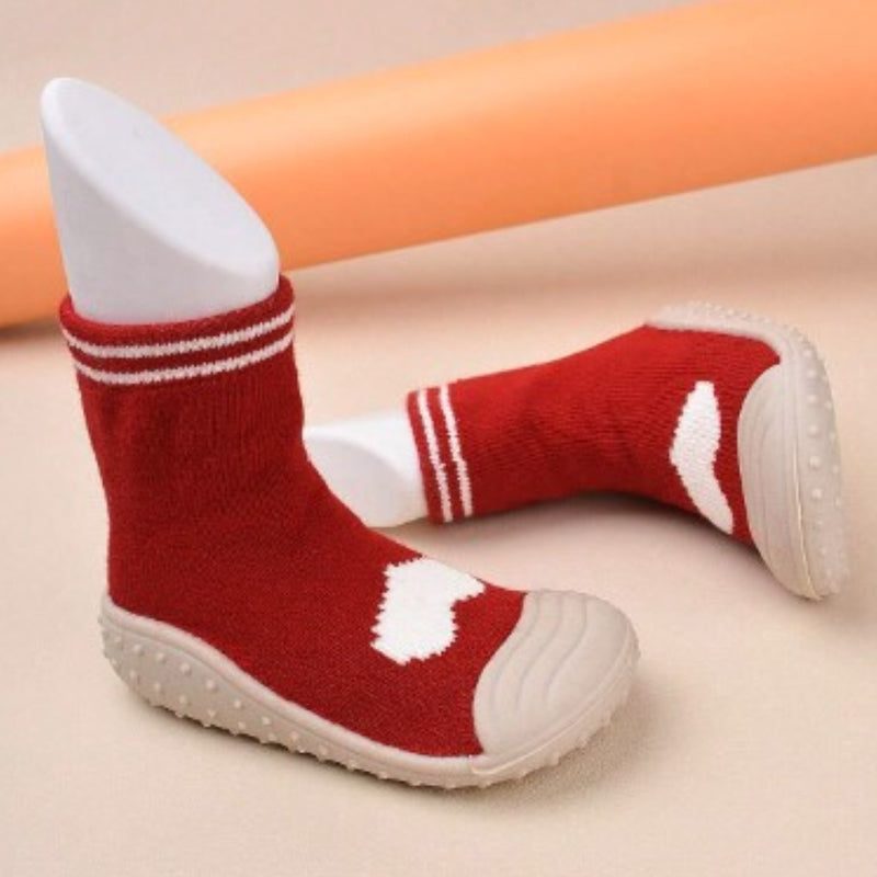 Baby Unisex Anti-Skid Silicon Sole Grip Bumper Socks Booties (Red)-BT4183