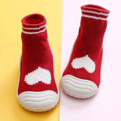 Baby Unisex Anti-Skid Silicon Sole Grip Bumper Socks Booties (Red)-BT4184