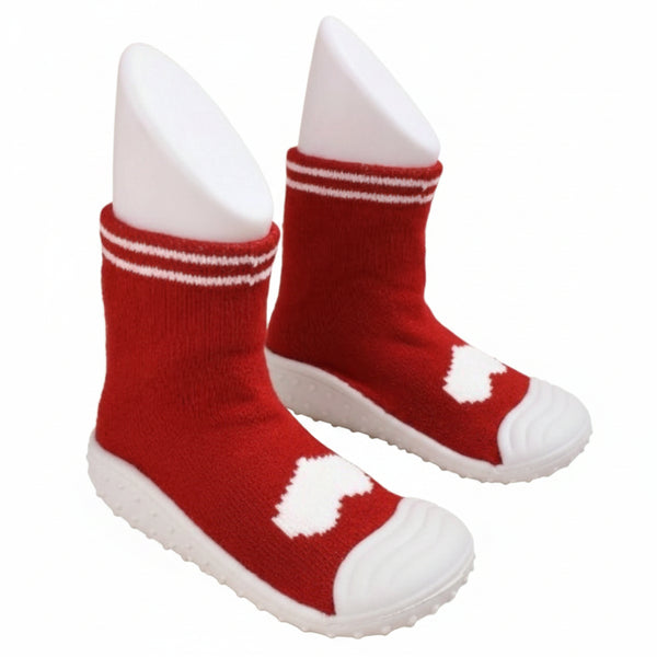Baby Unisex Anti-Skid Silicon Sole Grip Bumper Socks Booties (Red)-BT4184