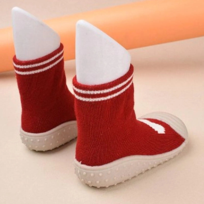 Baby Unisex Anti-Skid Silicon Sole Grip Bumper Socks Booties (Red)-BT4184