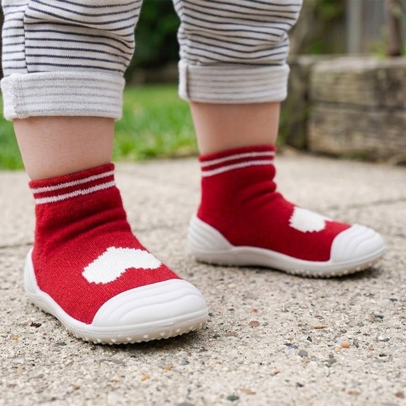 Baby Unisex Anti-Skid Silicon Sole Grip Bumper Socks Booties (Red)-BT4183