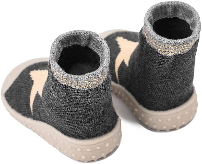 Baby Unisex Anti-Skid Silicon Sole Grip Bumper Socks Booties (Grey)-BT4185