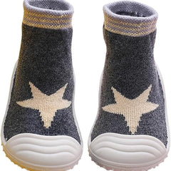 Baby Unisex Anti-Skid Silicon Sole Grip Bumper Socks Booties (Grey)-BT4186