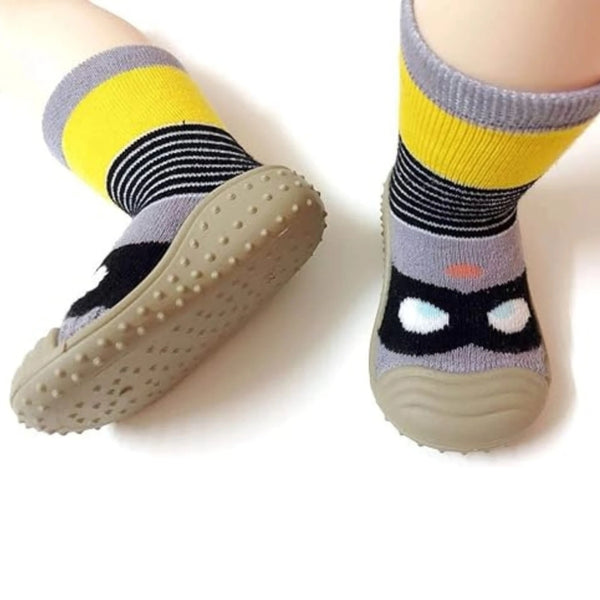 Baby Unisex Anti-Skid Silicon Sole Grip Bumper Socks Booties (Grey,Black)-BT4188