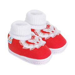 6 To 12 Months Baby Girls & Baby Boys Soft Cotton Cute Butterfly Frill Booties (Red)-BT41