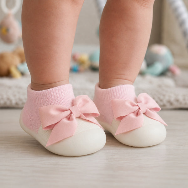 Baby Unisex Anti-Skid Silicon Sole Grip Bumper Socks Booties (Pink)-BT4254
