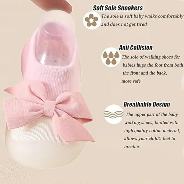 Baby Unisex Anti-Skid Silicon Sole Grip Bumper Socks Booties (Pink)-BT4255