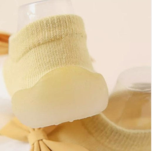 Baby Unisex Anti-Skid Silicon Sole Grip Bumper Socks Booties (Yellow)-BT4256
