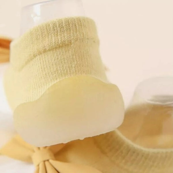 Baby Unisex Anti-Skid Silicon Sole Grip Bumper Socks Booties (Yellow)-BT4257
