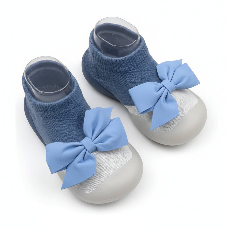 Baby Unisex Anti-Skid Silicon Sole Grip Bumper Socks Booties (Blue)-BT4260