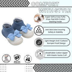 Baby Unisex Anti-Skid Silicon Sole Grip Bumper Socks Booties (Blue)-BT4261