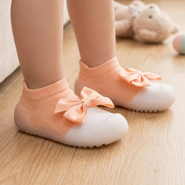 Baby Unisex Anti-Skid Silicon Sole Grip Bumper Socks Booties (Orange)-BT4262