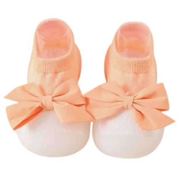 Baby Unisex Anti-Skid Silicon Sole Grip Bumper Socks Booties (Orange)-BT4263