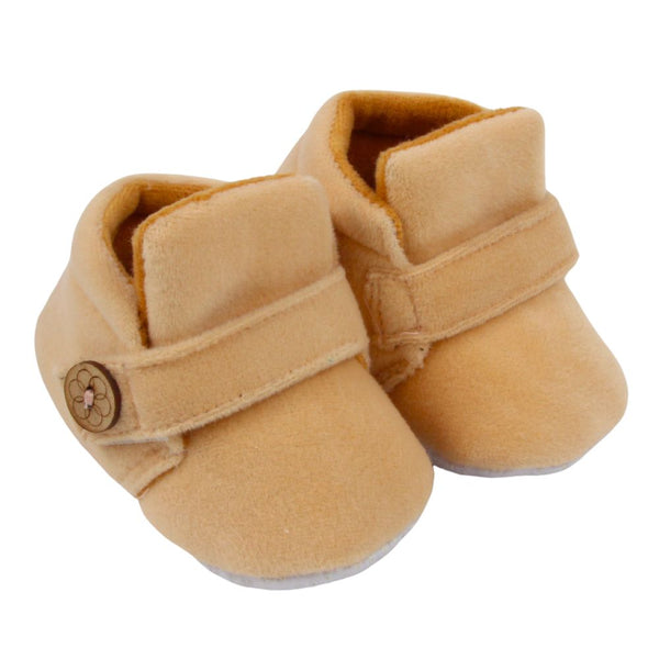 Baby Unisex Velvet Velcro Booties (Beige)-BT4266