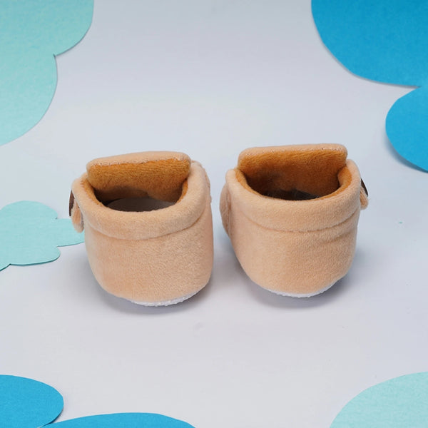 Baby Unisex Velvet Velcro Booties (Beige)-BT4266