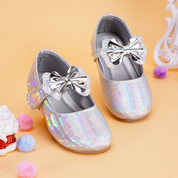 Neska Moda 12 to 18 Months Girls Synthetic Leather Ballerinas (Silver)
