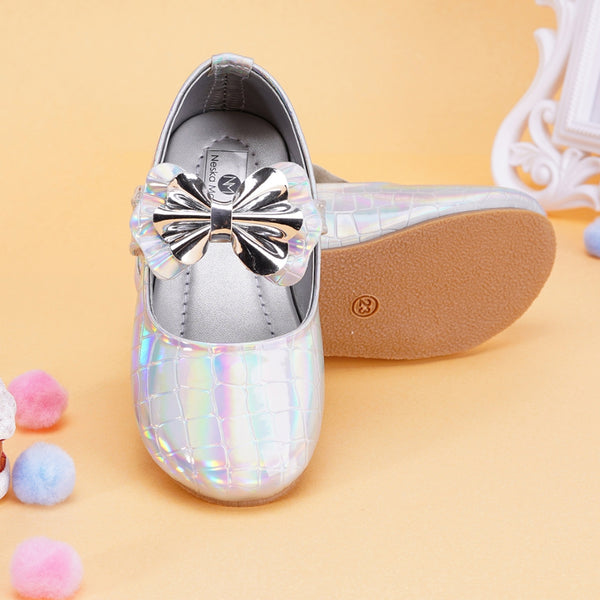 Neska Moda 12 to 18 Months Girls Synthetic Leather Ballerinas (Silver)