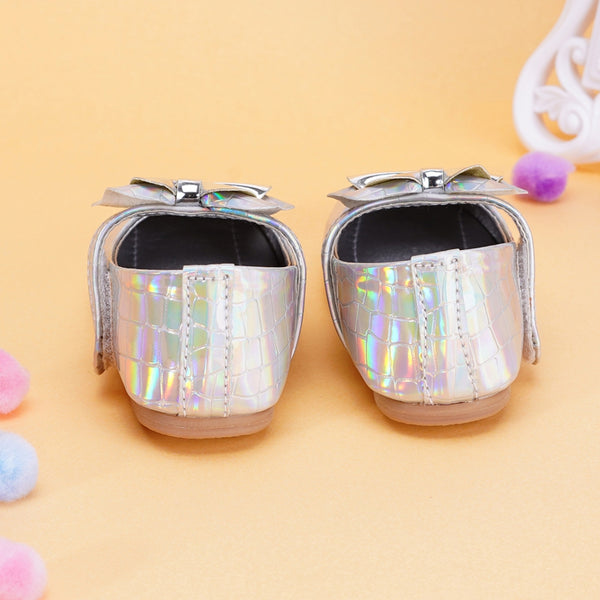 Neska Moda 12 to 18 Months Girls Synthetic Leather Ballerinas (Silver)