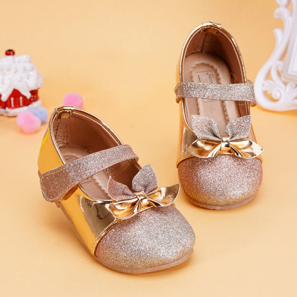 Neska Moda 12 to 18 Months Girls Synthetic Leather Ballerinas (Gold)