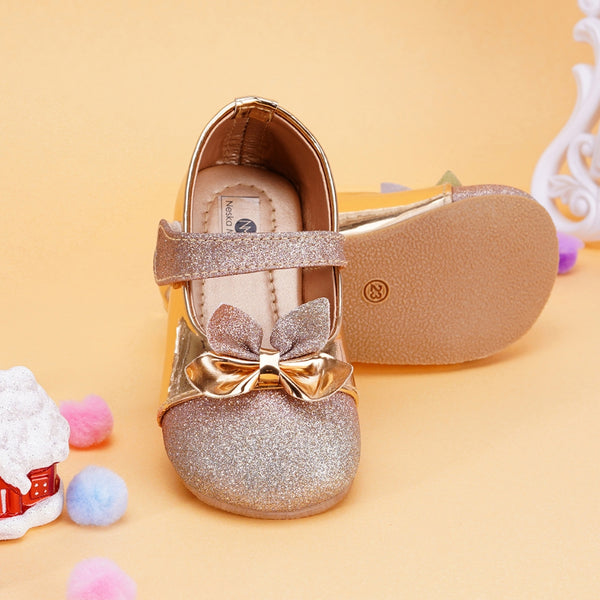 Neska Moda 12 to 18 Months Girls Synthetic Leather Ballerinas (Gold)
