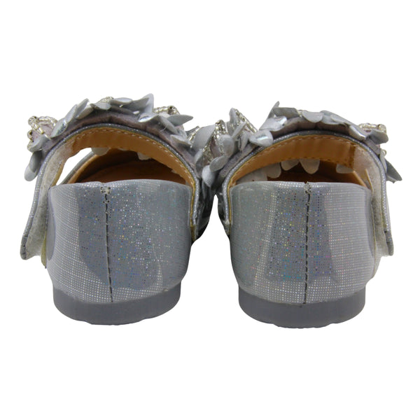 Neska Moda Synthetic Leather Ballerinas for Girls (Silver)