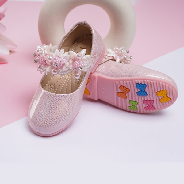 Neska Moda Girls Synthetic Leather Velcro Ballerinas/Belly Sandal (Pink)