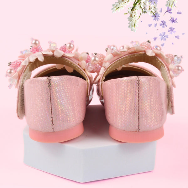 Neska Moda Girls Synthetic Leather Velcro Ballerinas/Belly Sandal (Pink)