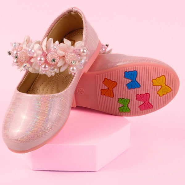 Neska Moda Girls Synthetic Leather Velcro Ballerinas/Belly Sandal (Pink)
