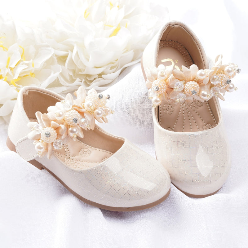 Neska Moda Girls Synthetic Leather Velcro Ballerinas/Belly Sandal (Gold)