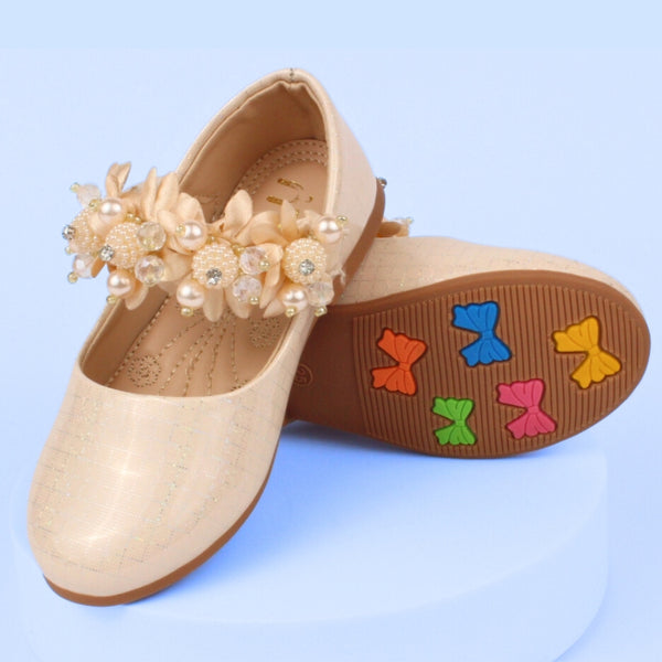 Neska Moda Girls Synthetic Leather Velcro Ballerinas/Belly Sandal (Gold)